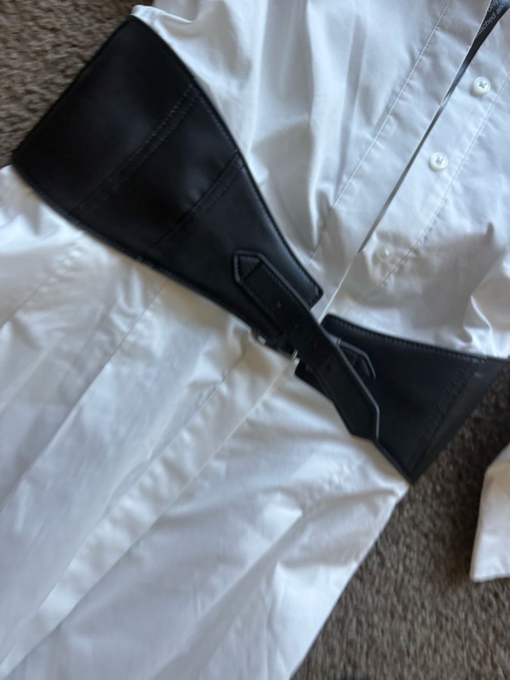 Jonathan Simkhai White Shirt Midi Dress with Black Belt - Picture 10 of 12